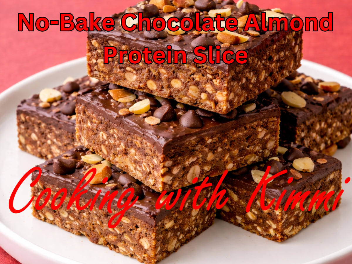 Cooking with Kimmi - No-Bake Chocolate Almond Protein Slice