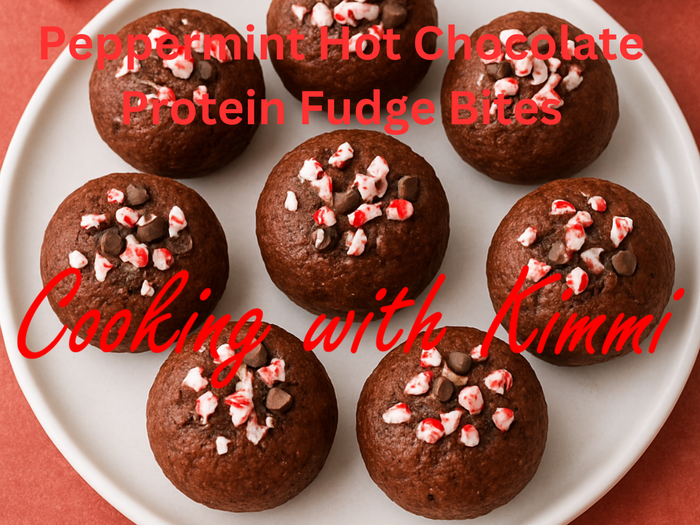 Cooking with Kimmi - Peppermint Hot Chocolate Protein Fudge Bites
