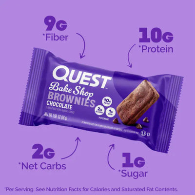 Quest Bake Shop Chocolate Brownies 56g (10 Pack)