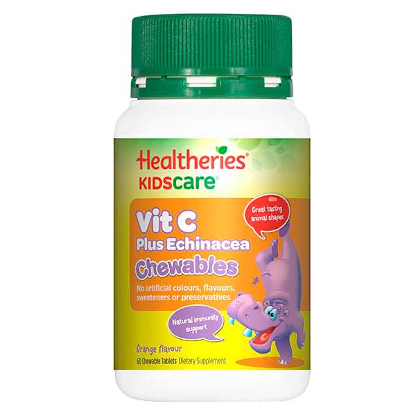 Healtheries KidsCare Vit C Plus Echinacea 60 Chewable Tablets CLEARANCE Short Dated end of 11/2025