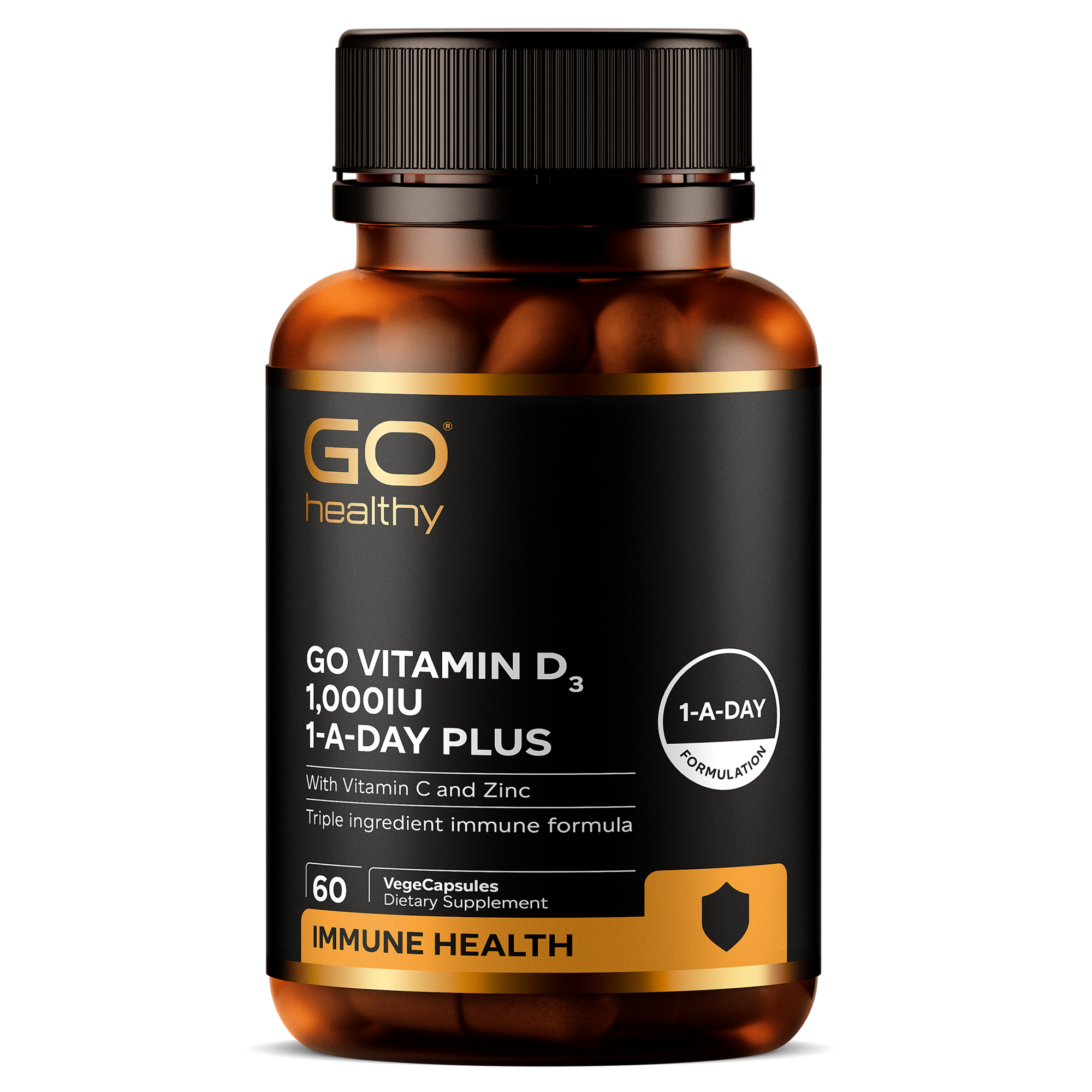 GO Vitamin D3 1,000IU 1-A-Day Plus With Vitamin C & Zinc 60 VCaps 60