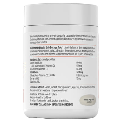 High Strength Vit C 1200mg  + Vit D + Zinc 120