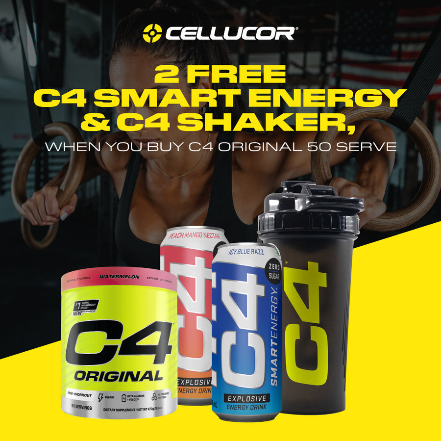 Cellucor C4 Original Pre Workout 50 serve + 2 X FREE CANS + SHAKER