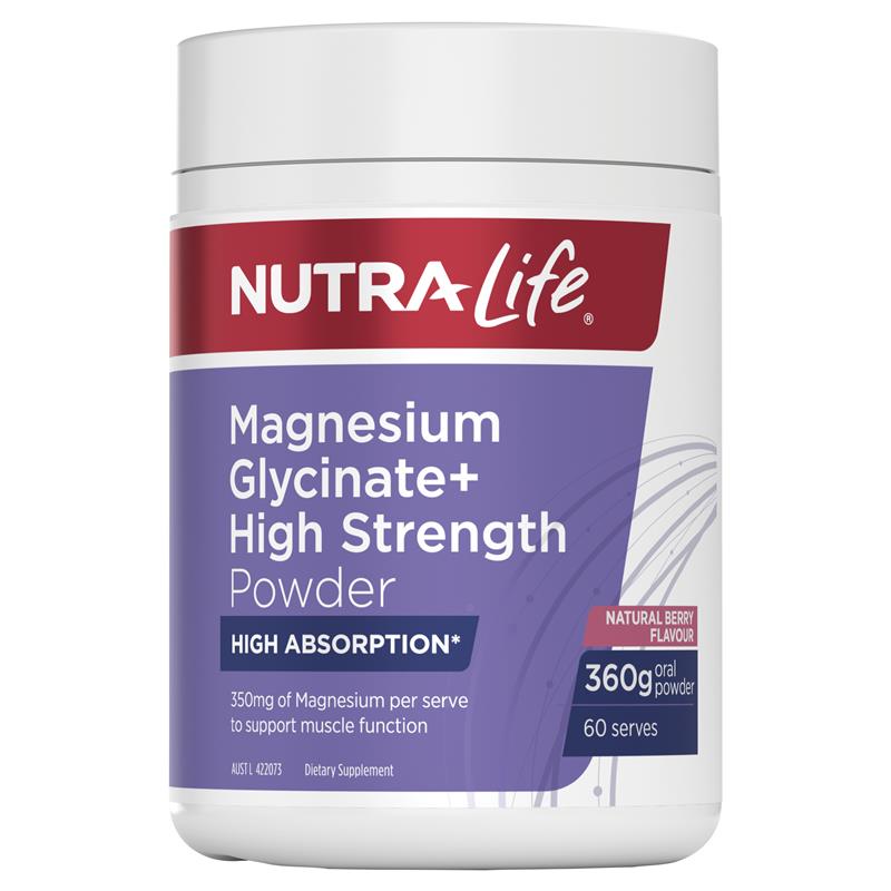NutraLife Magnesium Glycinate Plus High Strength Berry Flavoured Powder 360g