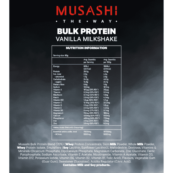 Musashi Bulk Protein 420g CLEARANCE Short Dated end of 01/2026