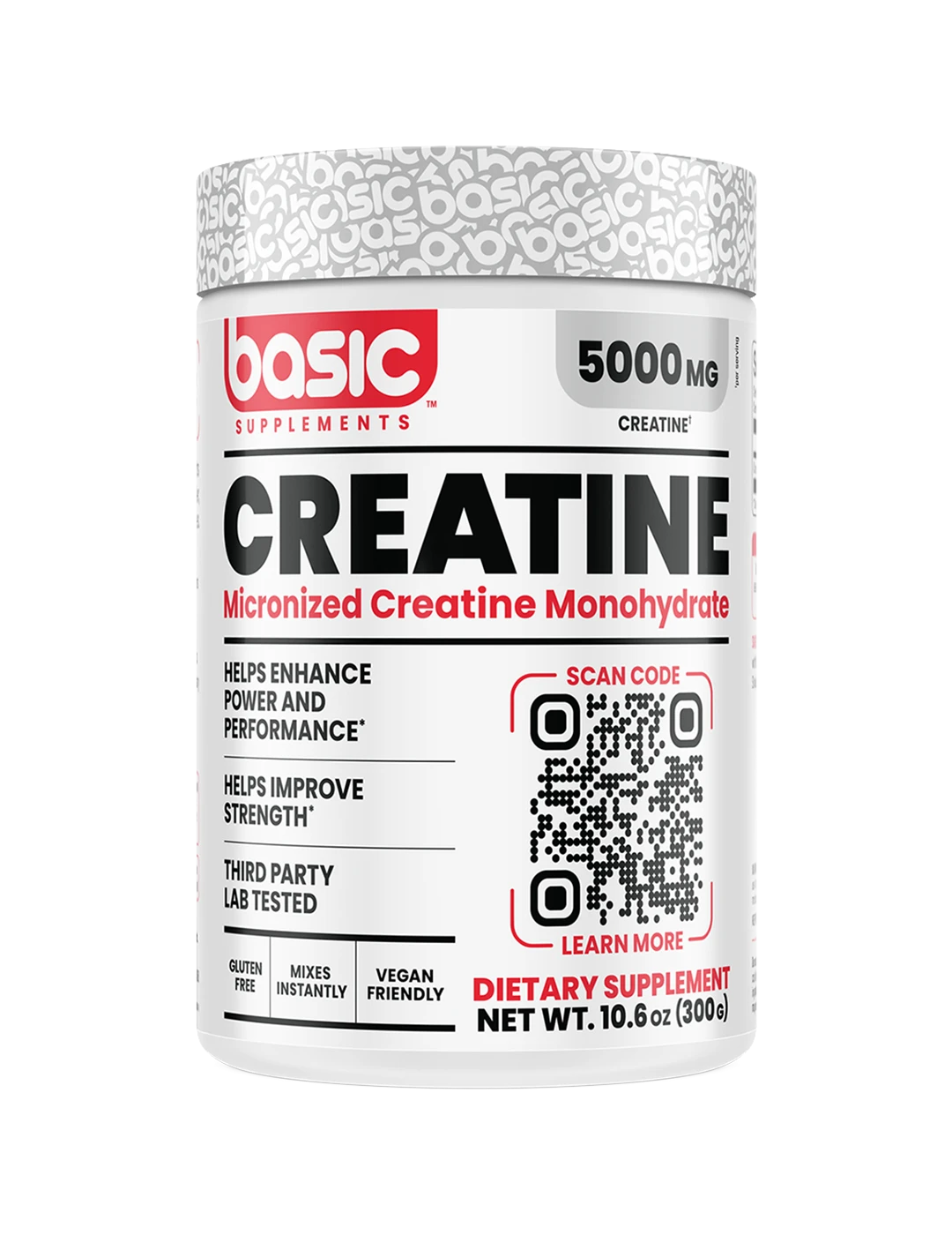 Basic Supplements Creatine Powder 60-Serve Unflavoured Pure Energy Booster