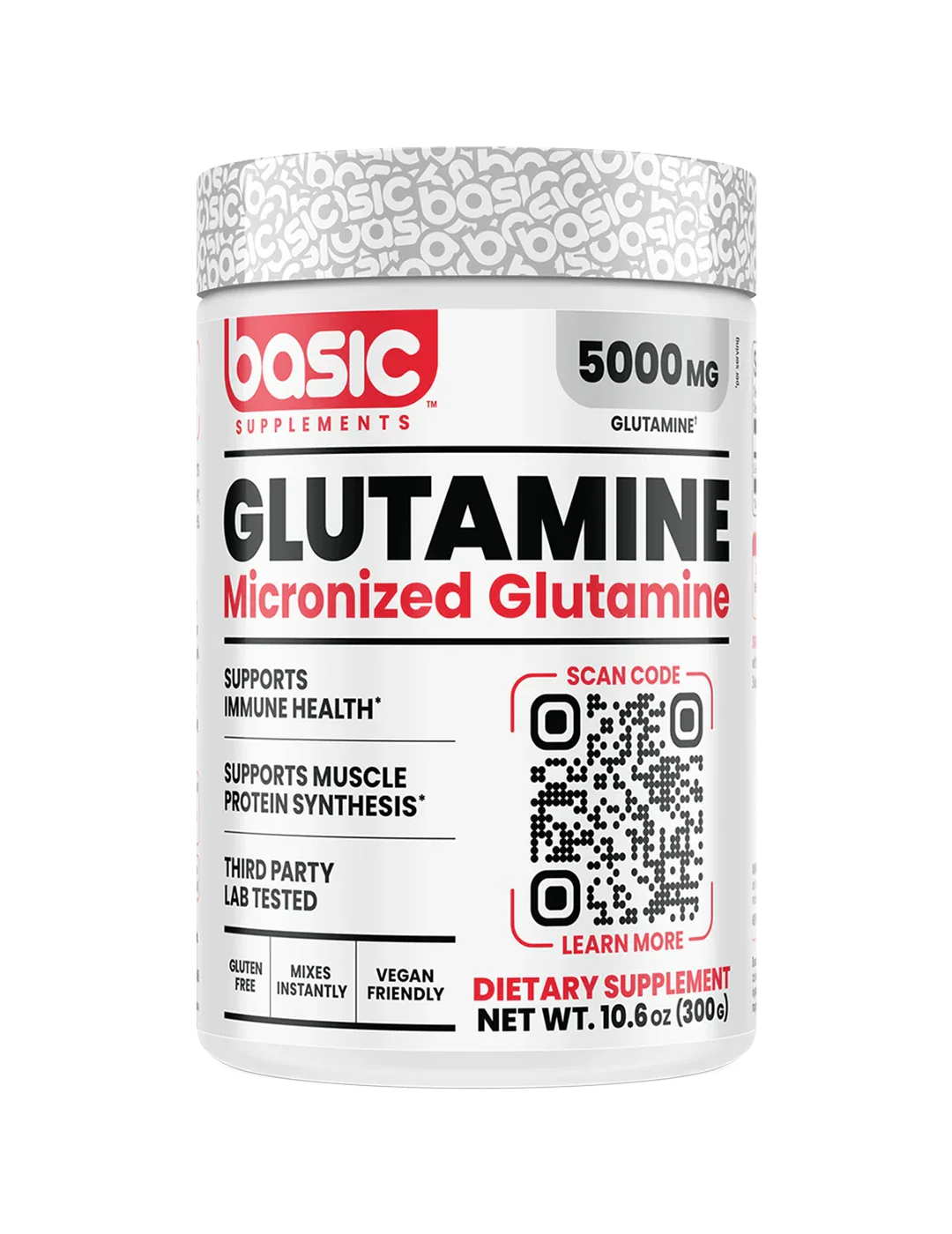 Basic Supplements Glutamine Powder 60 Serve Unflavoured Muscle Recovery