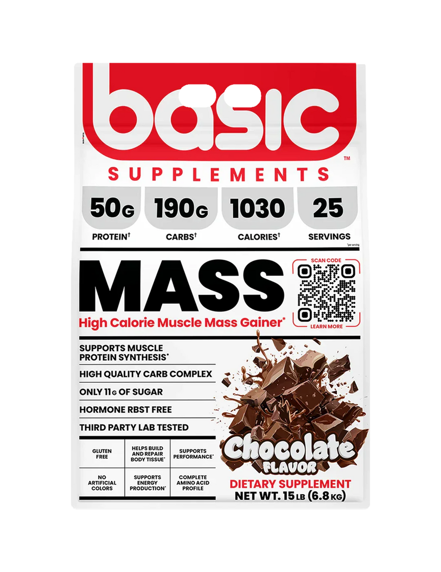 Basic Supplements Mass High Calorie Muscle Mass Gainer + Free Pre-Workout