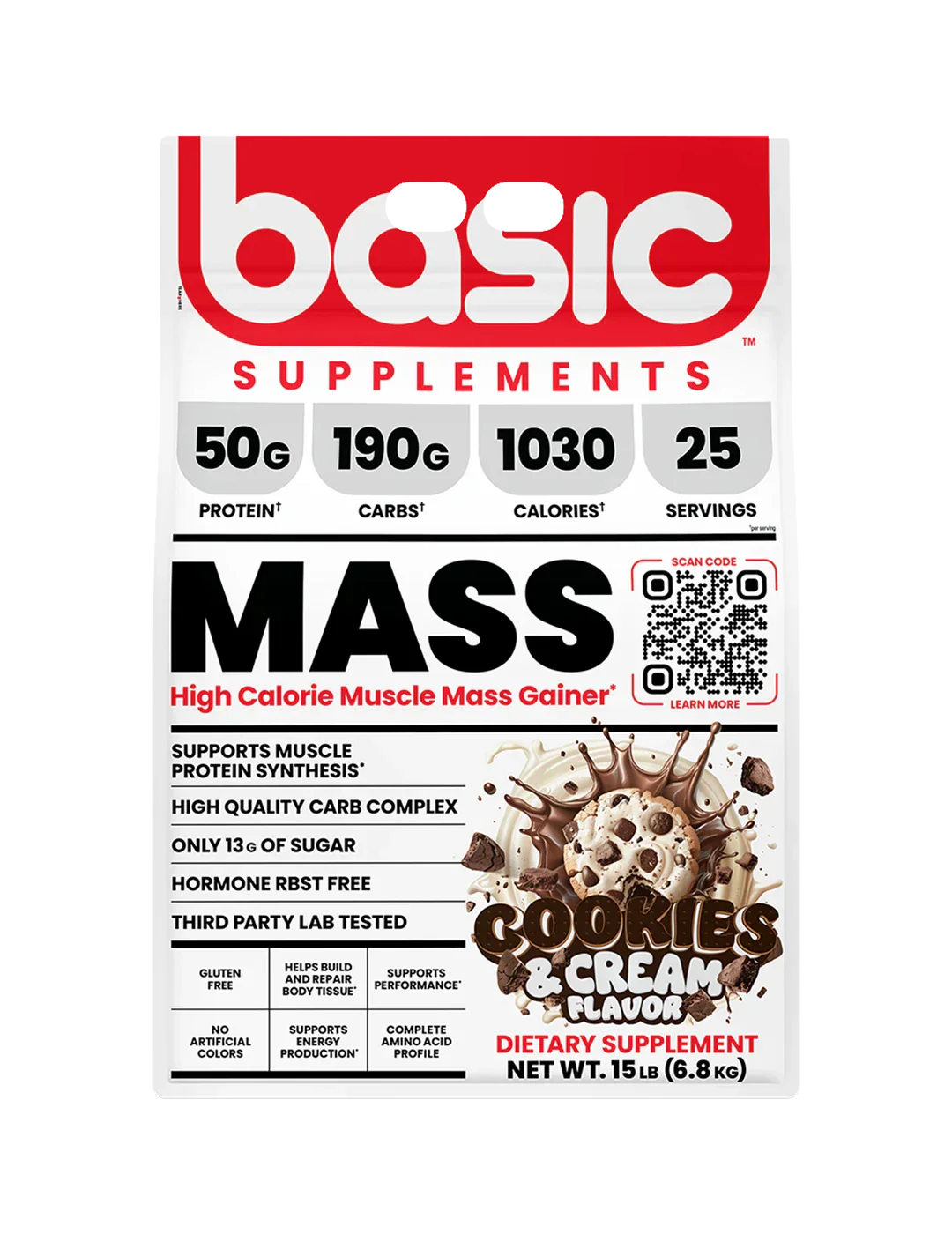 Basic Supplements Mass High Calorie Muscle Mass Gainer + Free Pre-Workout
