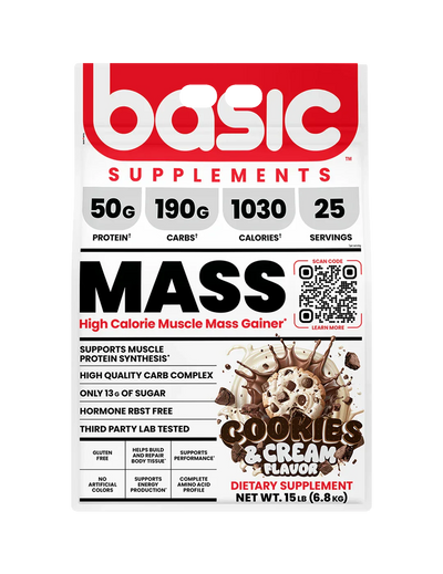 Basic Supplements Mass High Calorie Muscle Mass Gainer + Free Pre-Workout