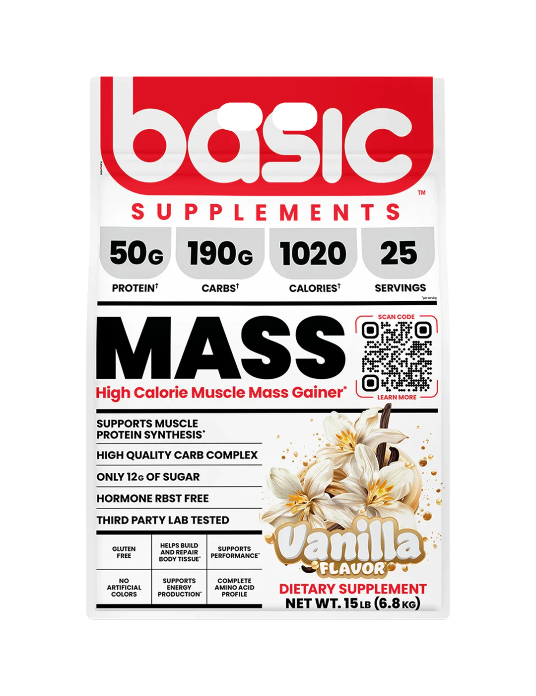 Basic Supplements Mass High Calorie Muscle Mass Gainer + Free Pre-Workout