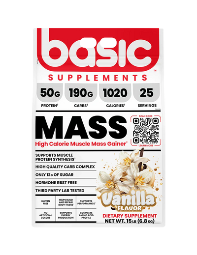Basic Supplements Mass High Calorie Muscle Mass Gainer + Free Pre-Workout