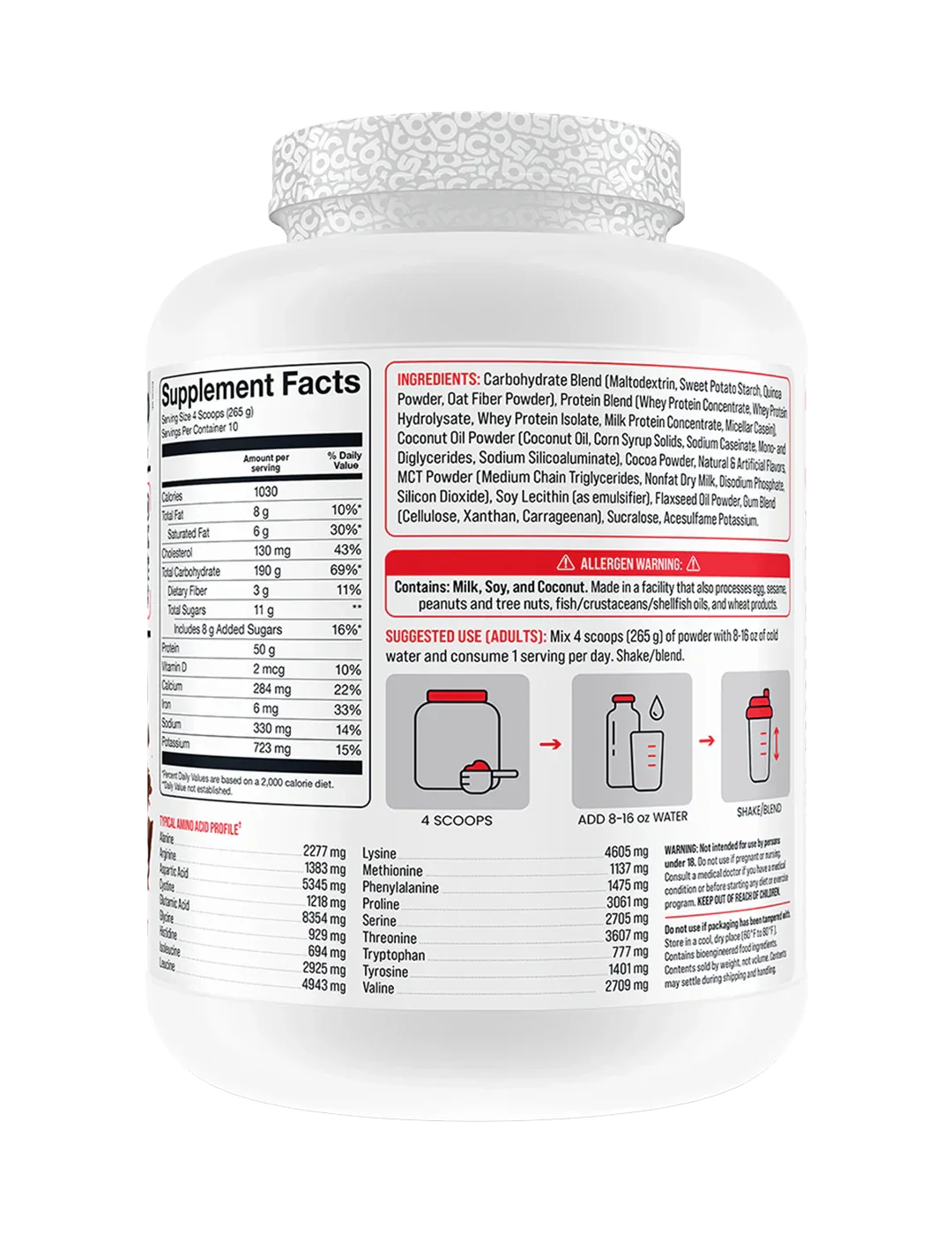 Basic Supplements Mass High Calorie Muscle Mass Gainer + Free Pre-Workout