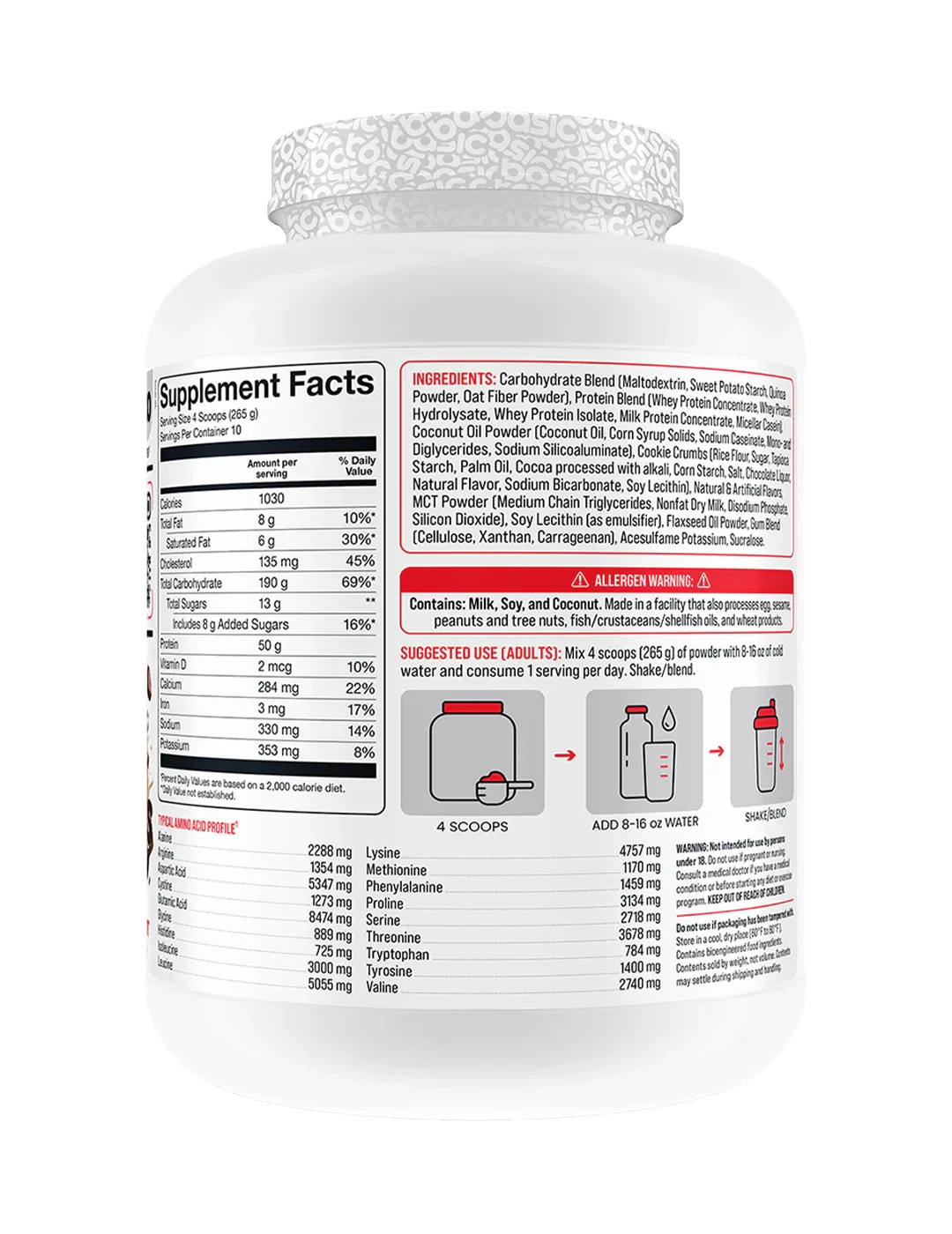 Basic Supplements Mass High Calorie Muscle Mass Gainer + Free Pre-Workout