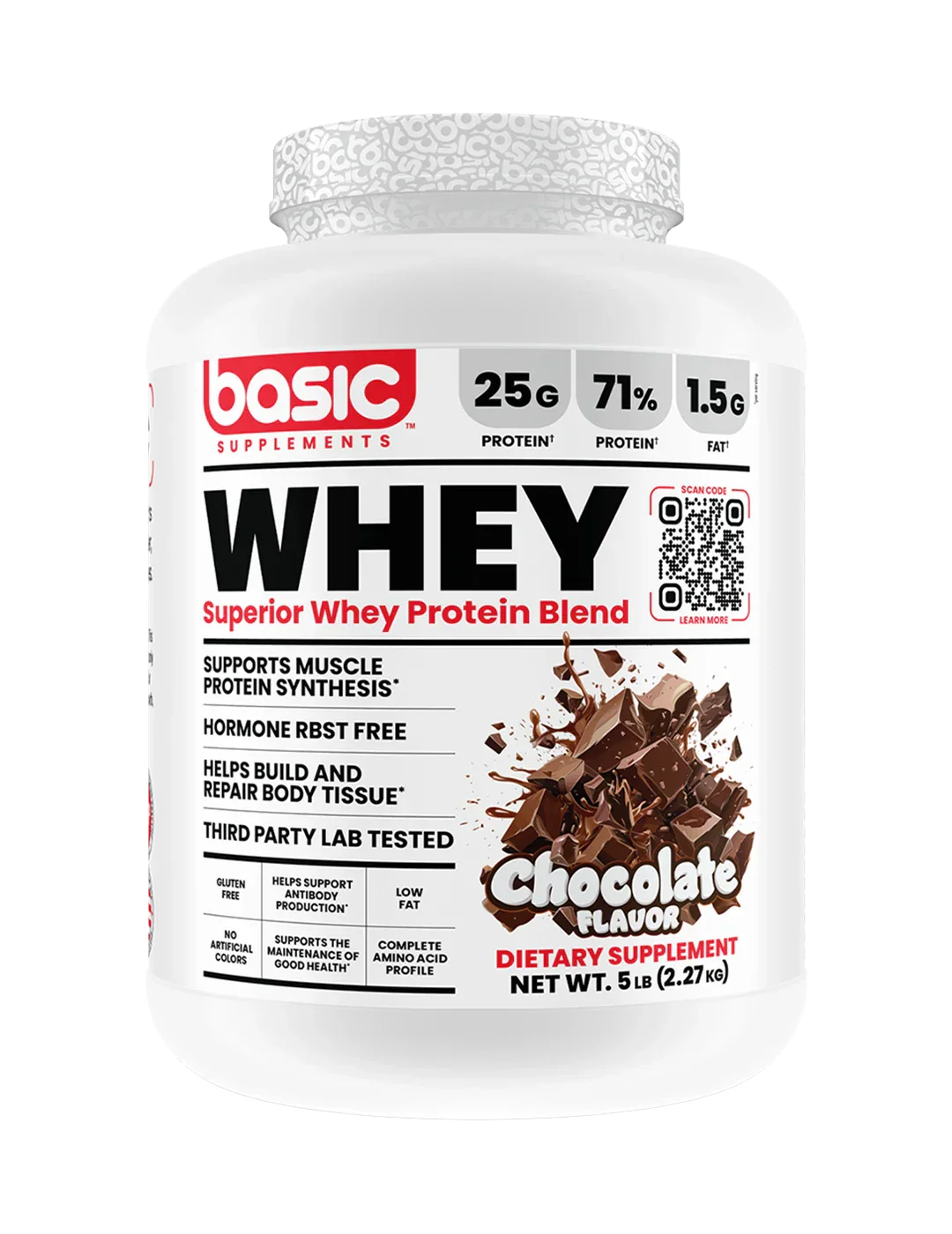 Basic Supplements Whey Protein Blend High-Quality Muscle Recovery Support Powder 5lb