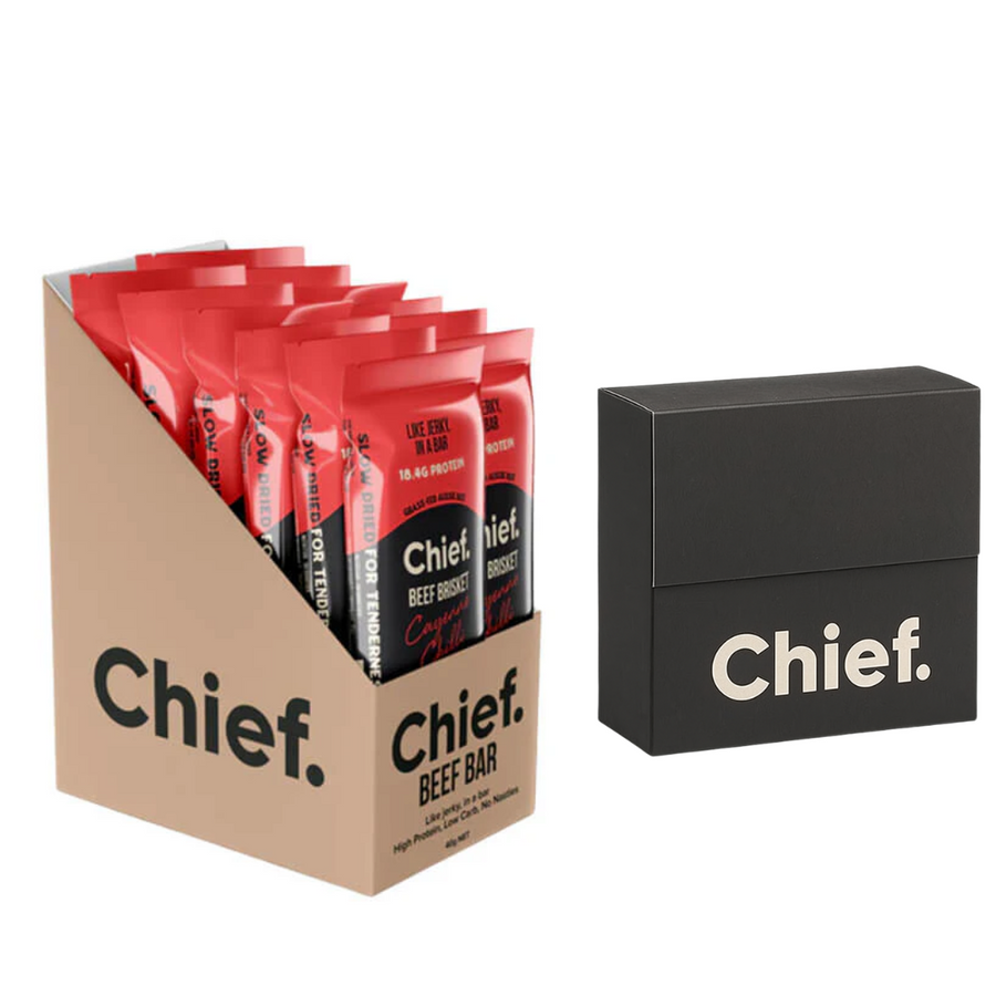 Chief Beef Bar 40g x12 + FREE Chief Sampler  ( sampler dated OCT 2025 )