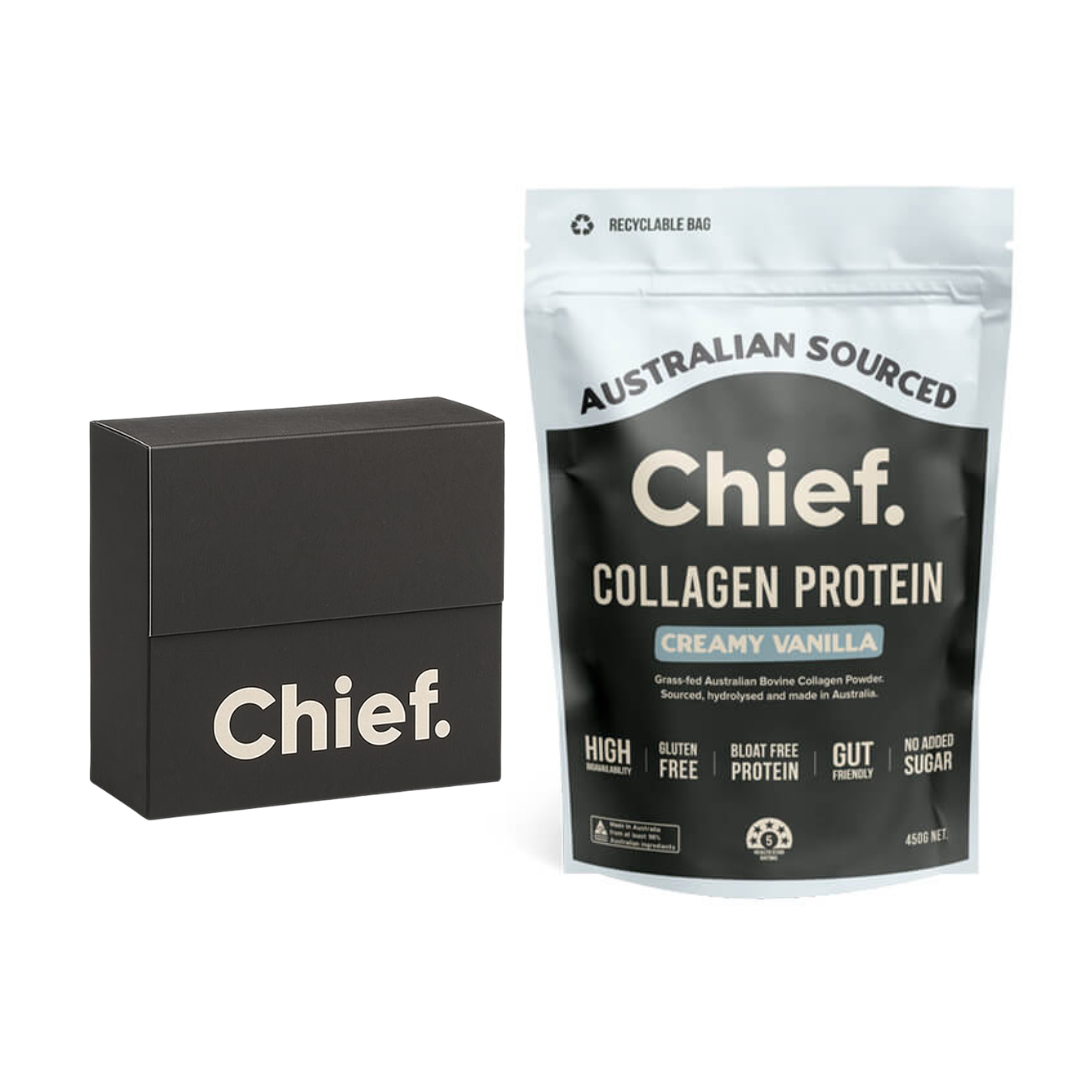 Chief Collagen Protein 450g  + FREE Chief Sampler  ( sampler dated OCT 2025 )