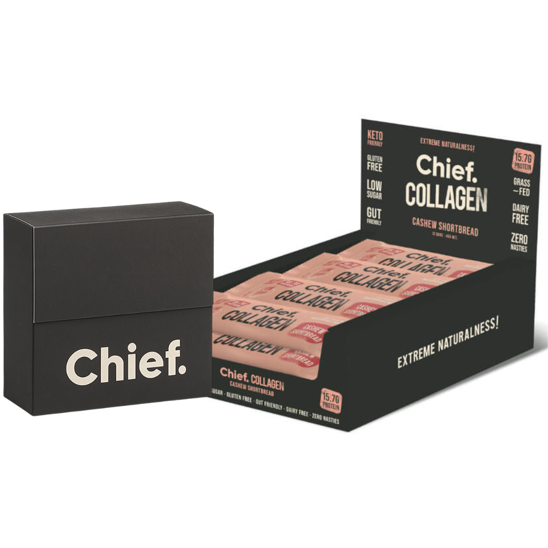 Chief Collagen Protein Bar x12 + FREE Chief Sampler  ( sampler dated OCT 2025 )