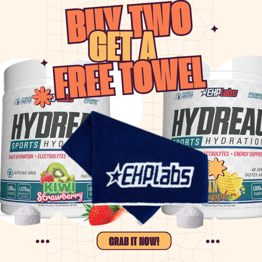I see double deal - 2 x EHPLabs Hydreau Electrolytes Powder No Sugar with EHP Labs workout towel