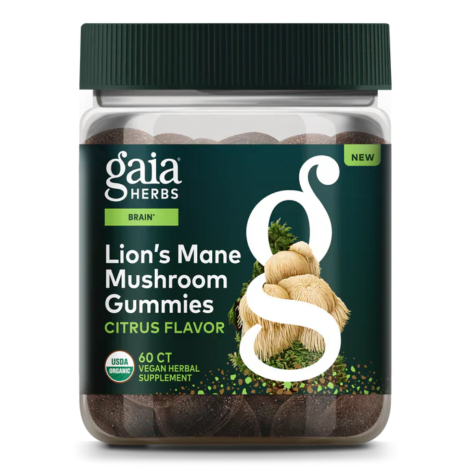 Gaia Herbs Lion's Mane Gummies 60 — Organic, Low-Sugar Brain Support