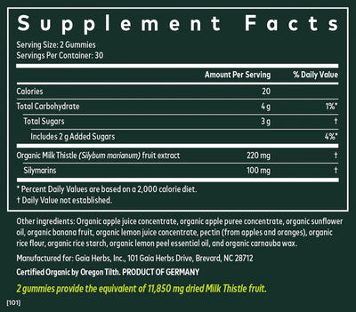 Gaia Herbs Milk Thistle Liver Support Gummies 60-Count Potent Extract