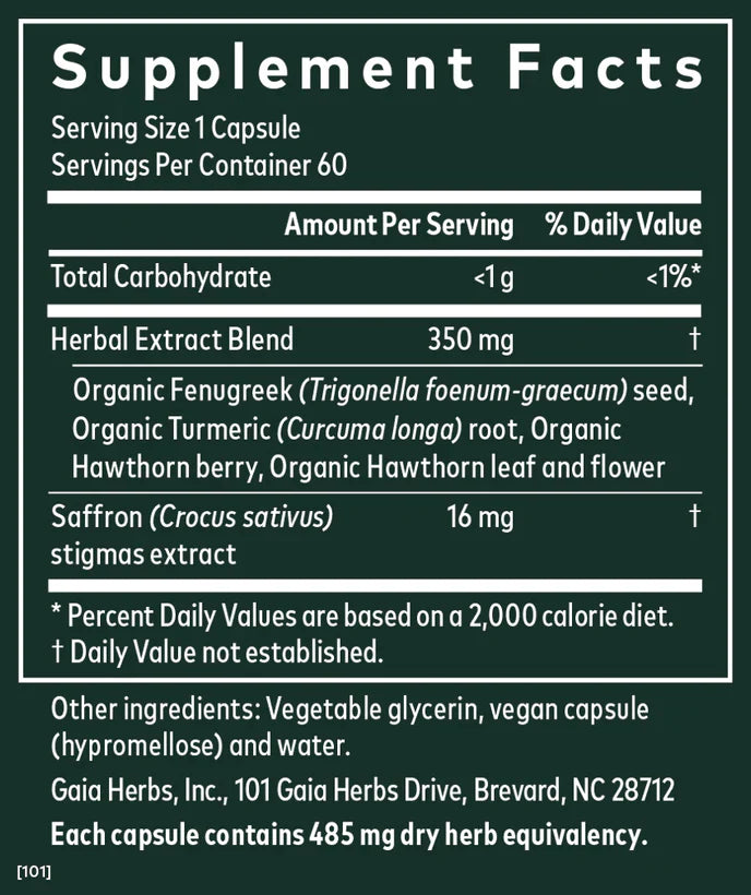 Gaia Herbs Period Cycle Serenity Saffron Mood Support 60 Capsules