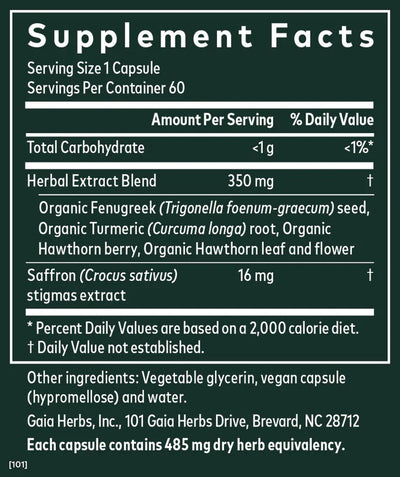 Gaia Herbs Period Cycle Serenity Saffron Mood Support 60 Capsules