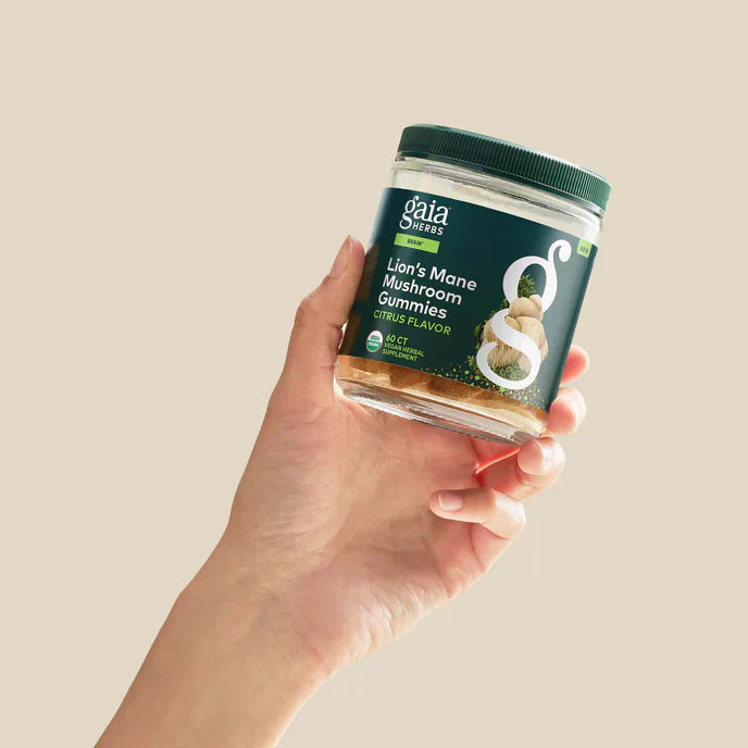 Gaia Herbs Lion's Mane Gummies 60 — Organic, Low-Sugar Brain Support
