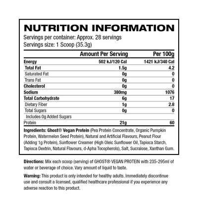 Ghost Vegan Protein 2.2lb CLEARANCE Short Dated end of 02/2026