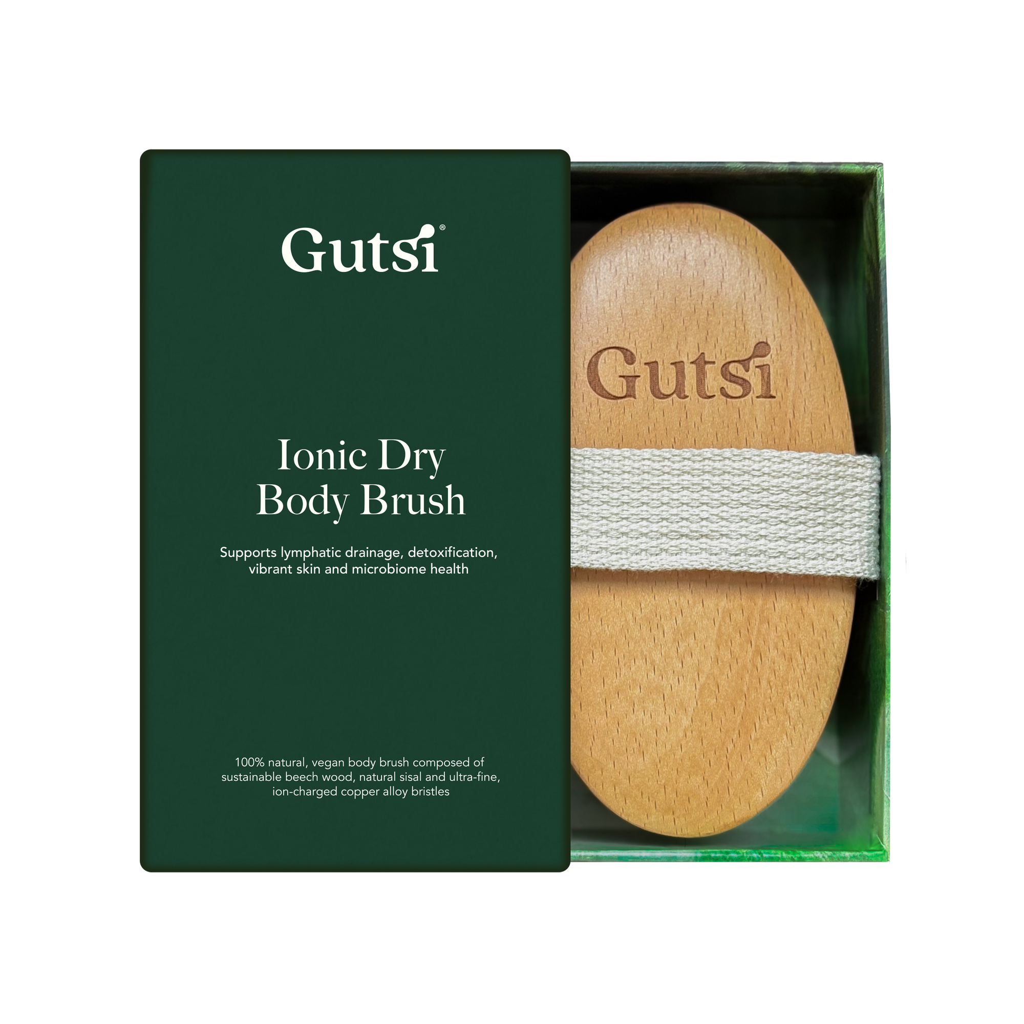 Gutsi Ionic Dry Body Brush Natural Bristles Lymphatic Massage Handle