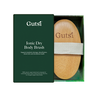 Gutsi Ionic Dry Body Brush Natural Bristles Lymphatic Massage Handle