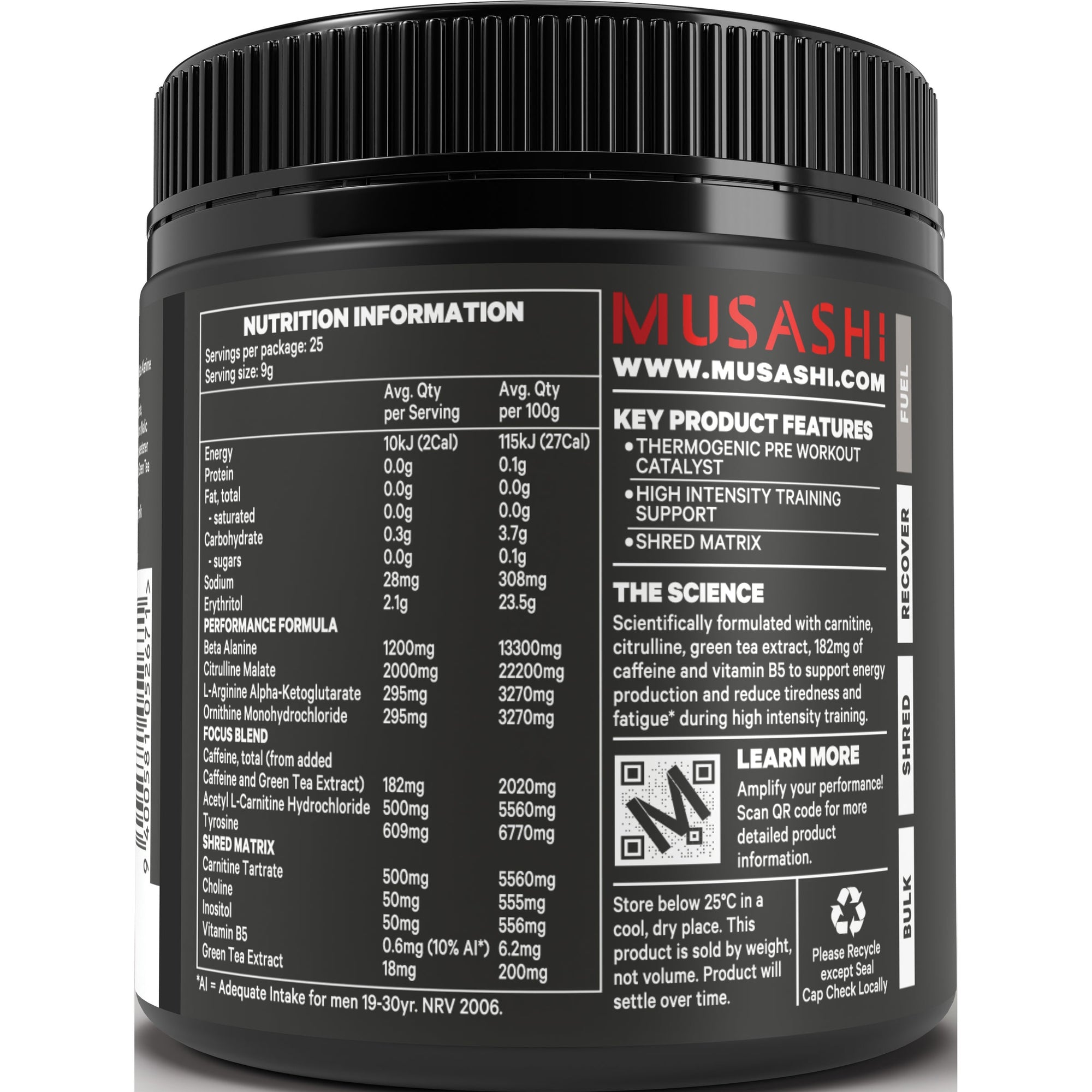 Musashi Pre-Workout Shred 225g