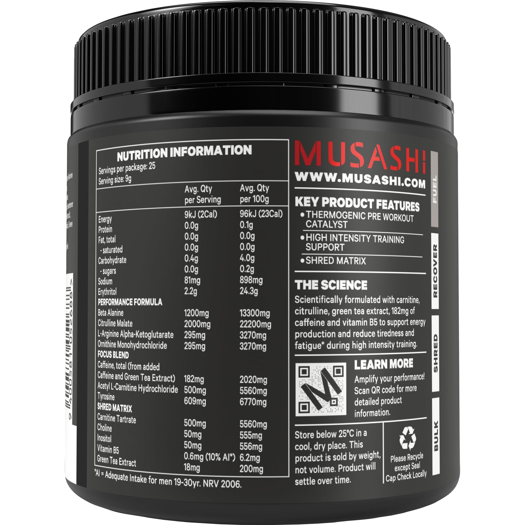 Musashi Pre-Workout Shred 225g