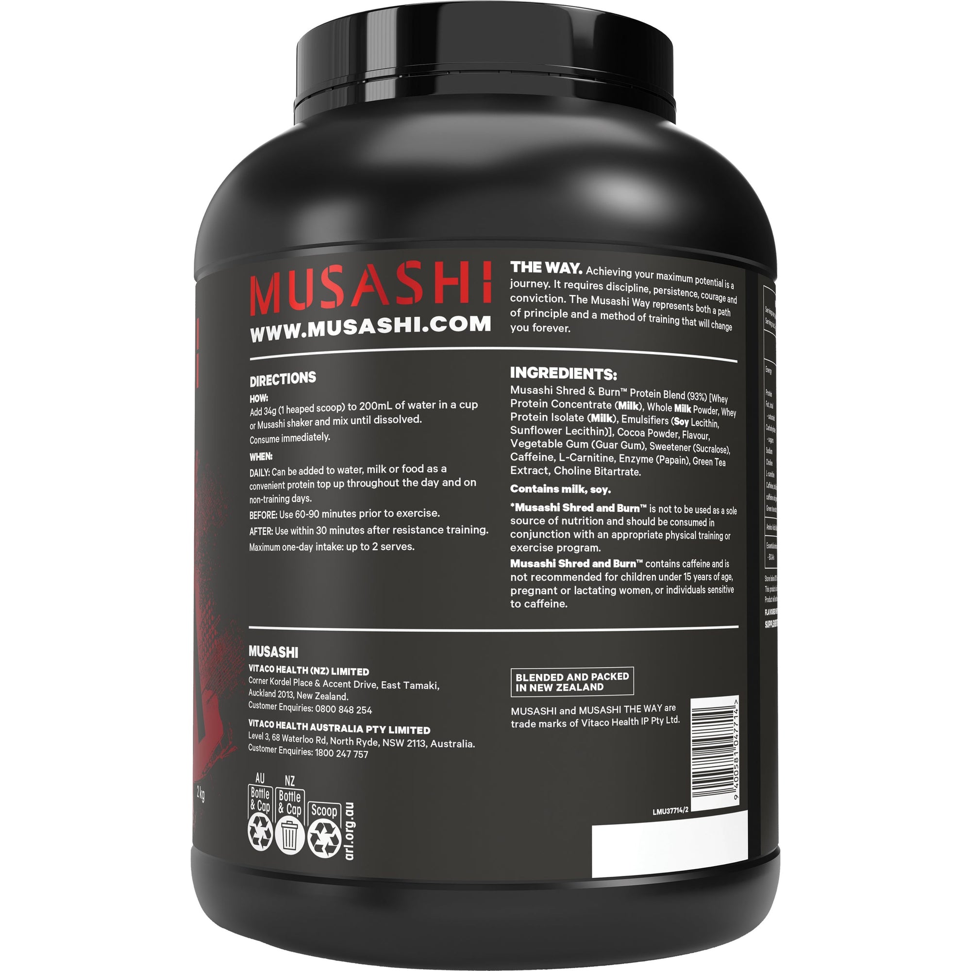 Musashi Shred & Burn Protein 2kg