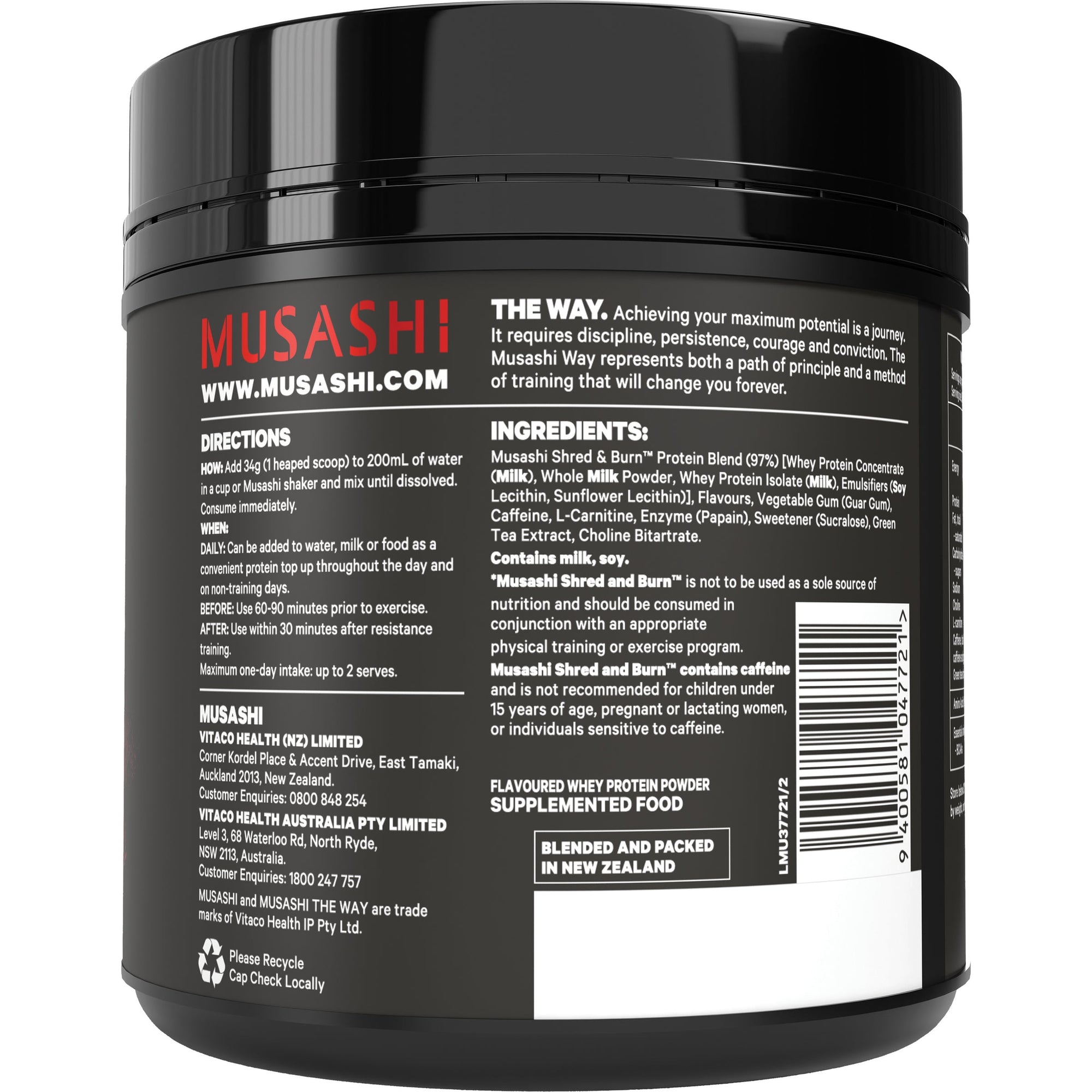 Musashi Shred & Burn Protein 340g