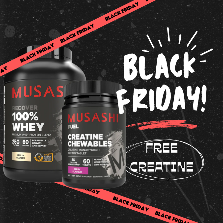 Musashi 100% Whey 2kg + FREE MUSASHI Creatine Chewables NZ |