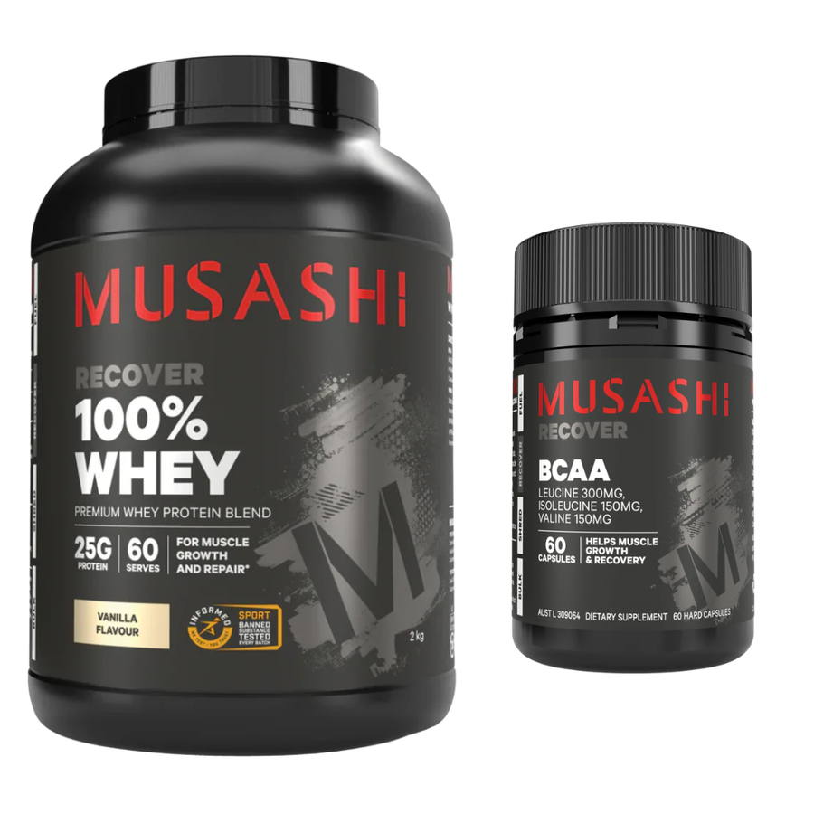 Musashi 100% Whey 2kg + FREE Musashi BCAA 60 Caps