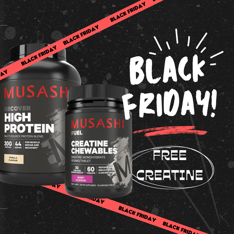 Musashi High Protein 2kg + FREE MUSASHI Creatine Chewables NZ |