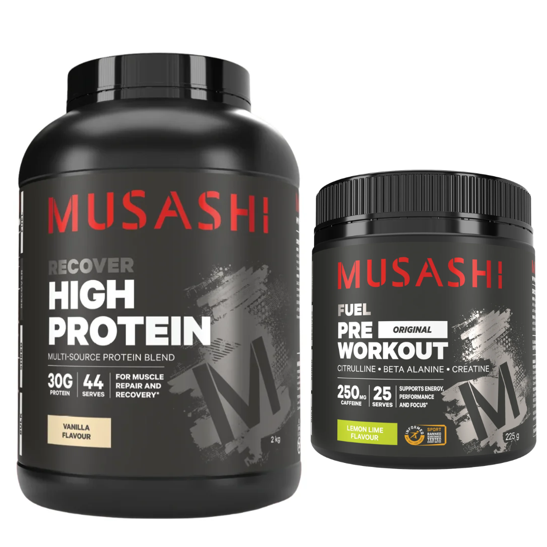 Musashi High Protein 2kg  + FREE Musashi Pre Workout