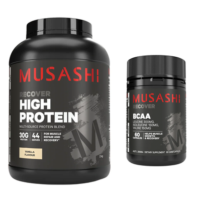 Musashi High Protein 2kg + FREE Musashi BCAA 60 Caps