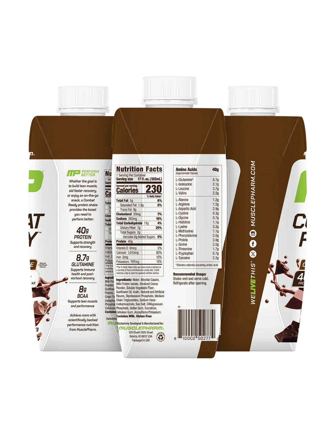 MusclePharm Combat Ready Protein Shakes 500ml High Protein RTD