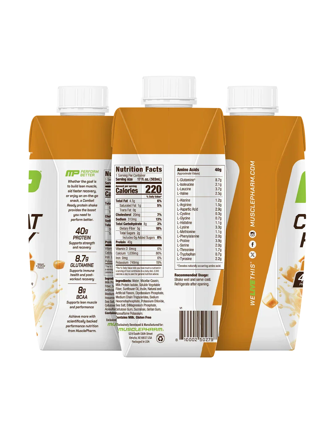 MusclePharm Combat Ready Protein Shakes 500ml High Protein RTD