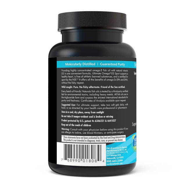 Nordic Naturals Ultimate Omega D3 Sport 60 Softgels