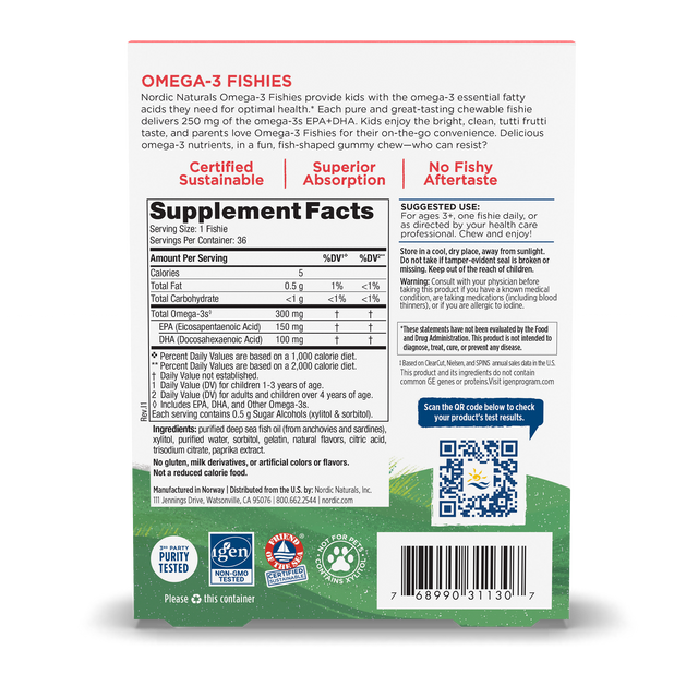 Nordic Naturals Nordic Omega-3 Fishies x36