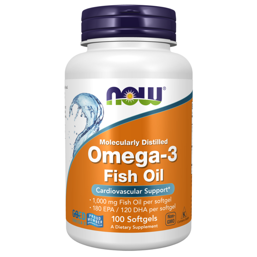 Now Foods Omega-3 Fish Oil, Molecularly Distilled 100 Softgels
