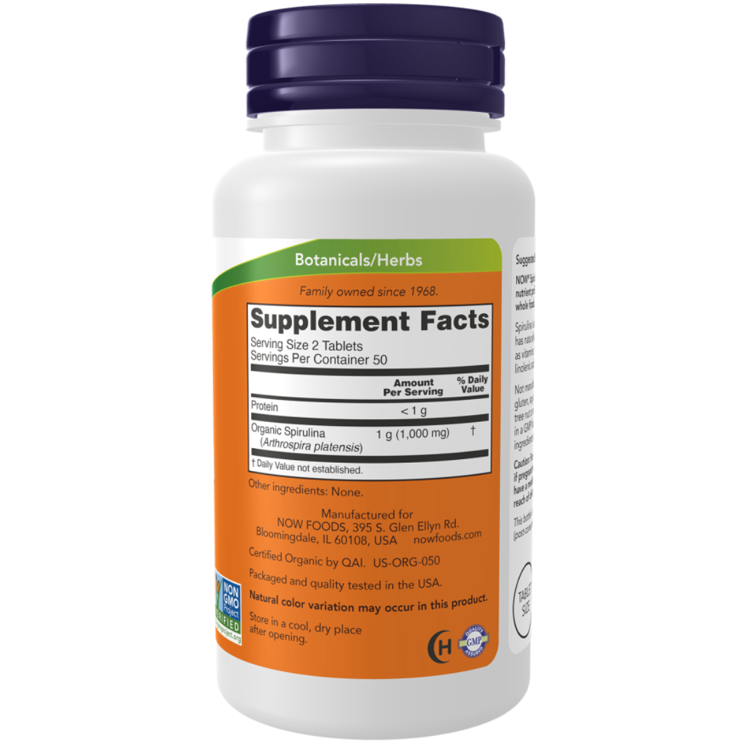 Now Foods Spirulina, Organic 500 mg 200 Tablets