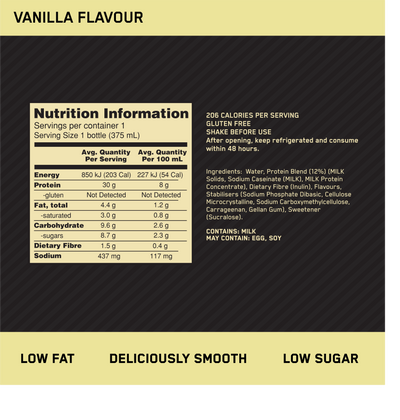 Optimum Nutrition High Protein Shake Ready To Drink 30g 12 Pack CLEARANCE Short Dated end of 04/2026