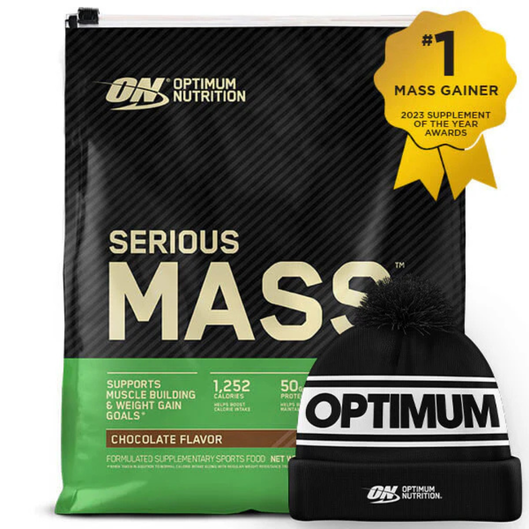 Optimum Nutrition Serious Mass 12lb + FREE BEANIE
