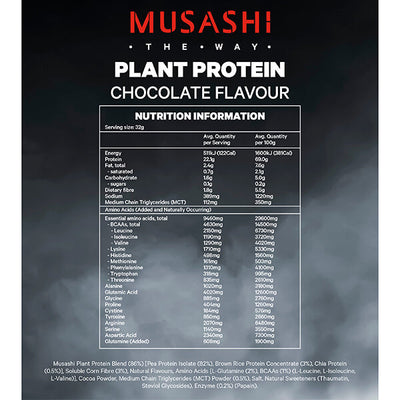 Musashi Plant Protein 900g CLEARANCE Short Dated end of 21/11/2026