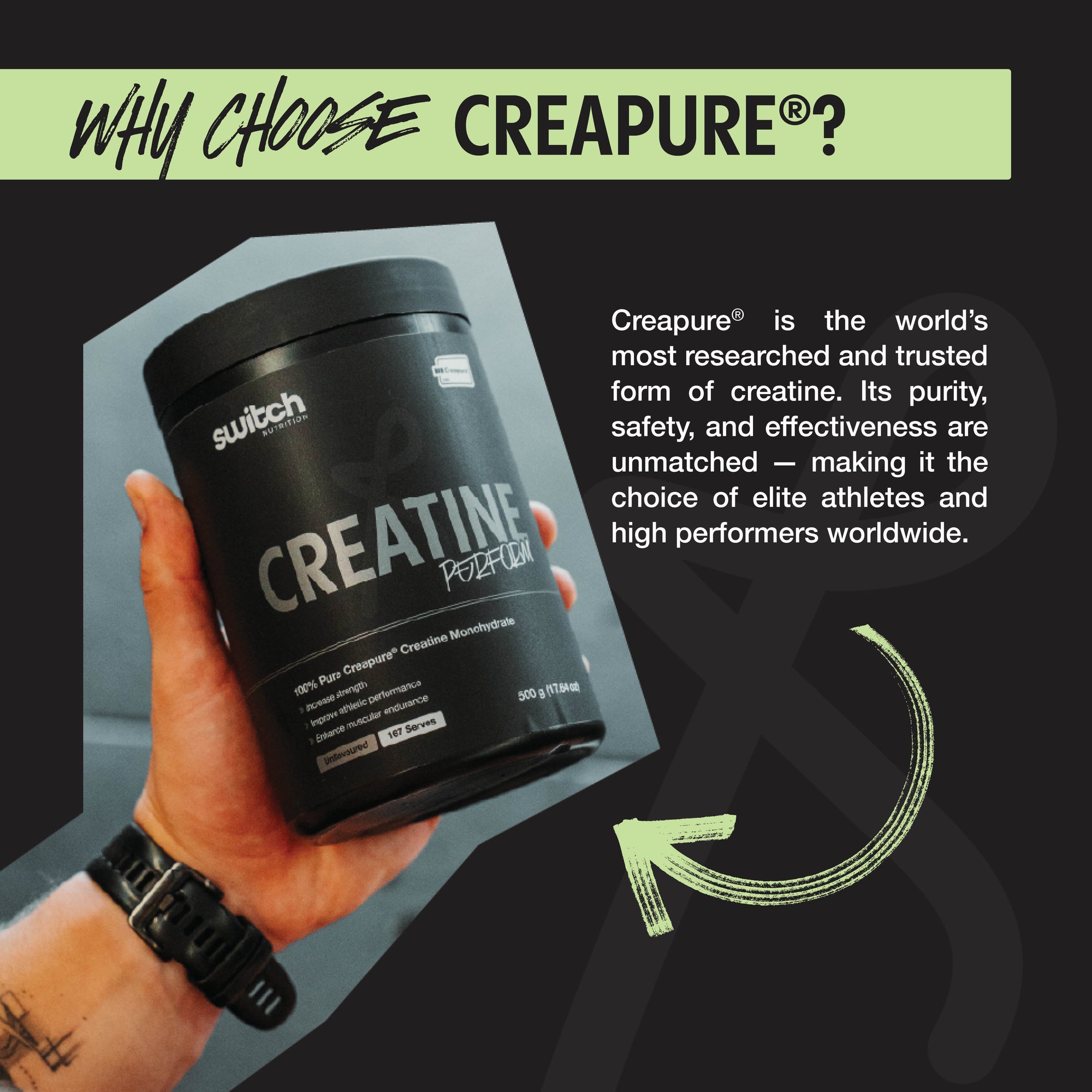Switch Nutrition Creapure Creatine Monohydrate Premium Pure Performance Powder